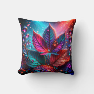 “Fantasy Leaves: Dew-Kissed Elegance Cushion