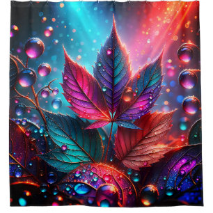“Fantasy Leaves: Dew-Kissed Elegance Shower Curtain