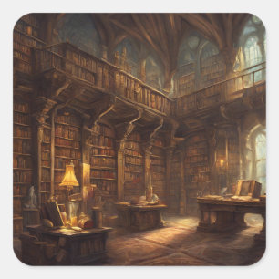 Fantasy Library  Square Sticker