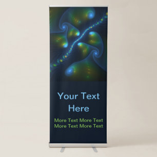 Fantasy Lights Abstract Art Blue Green Yellow Text Retractable Banner