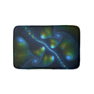 Fantasy Lights Abstract Blue Green Yellow Fractal Bath Mat
