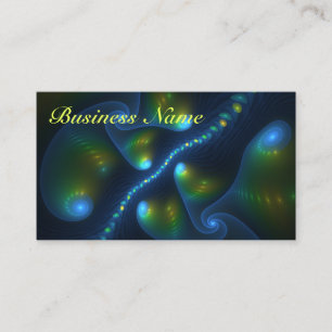 Fantasy Lights Abstract Blue Green Yellow Fractal Business Card