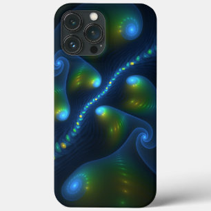 Fantasy Lights Abstract Blue Green Yellow Fractal iPhone 13 Pro Max Case