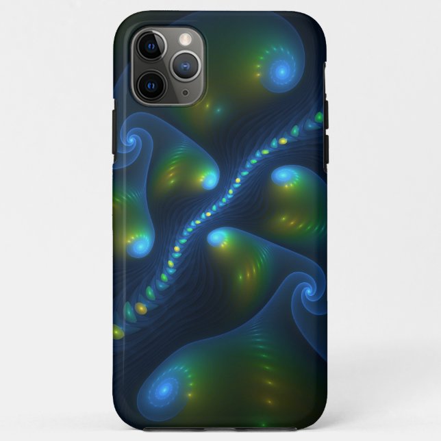 Fantasy Lights Abstract Blue Green Yellow Fractal Case-Mate iPhone Case (Back)