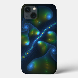 Fantasy Lights Abstract Blue Green Yellow Fractal iPhone 13 Case