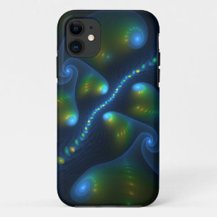 Fantasy Lights Abstract Blue Green Yellow Fractal iPhone 11 Case