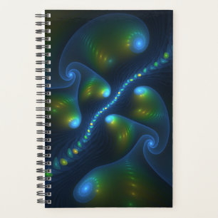 Fantasy Lights Abstract Blue Green Yellow Fractal Planner