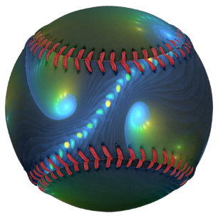 Fantasy Lights Abstract Blue Green Yellow Fractal Softball