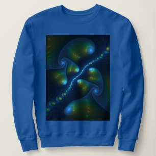 Fantasy Lights Abstract Blue Green Yellow Fractal Sweatshirt