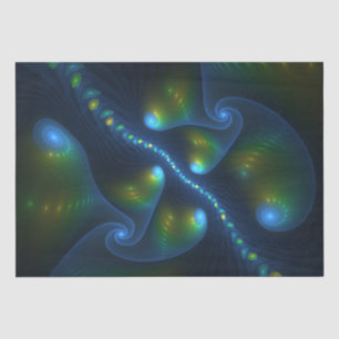 Fantasy Lights Abstract Blue Green Yellow Fractal Tissue Paper