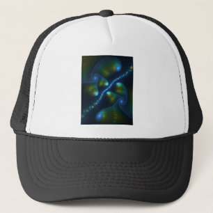 Fantasy Lights Abstract Blue Green Yellow Fractal Trucker Hat