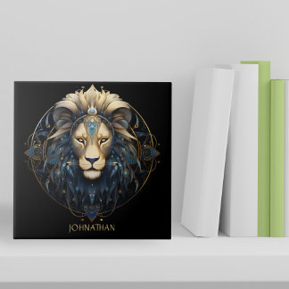 Fantasy Lion Zodiac Symbol Sun Sign Name Leo Tile