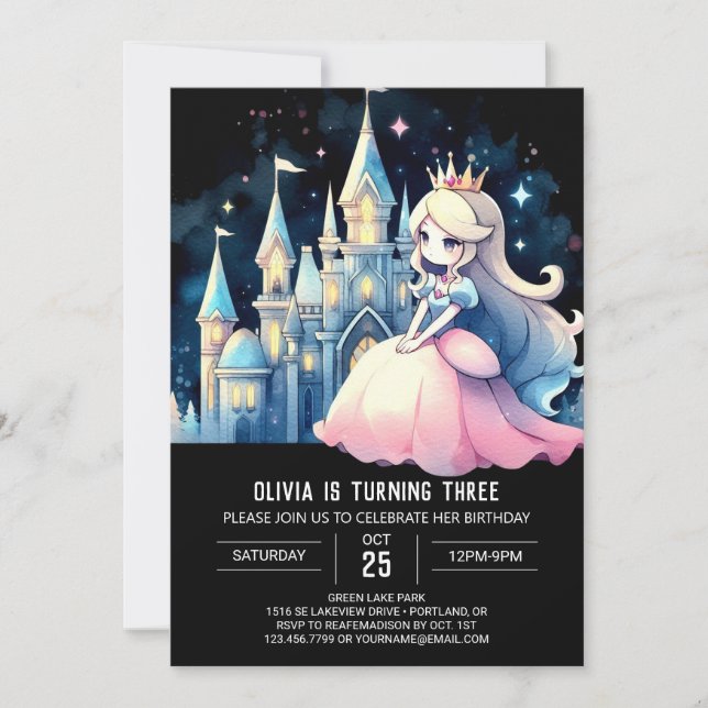Fantasy Little Princess Birthday Invitation (Front)