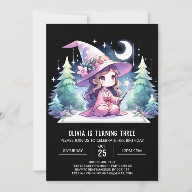 Fantasy Little Wizard Birthday Invitation (Front)