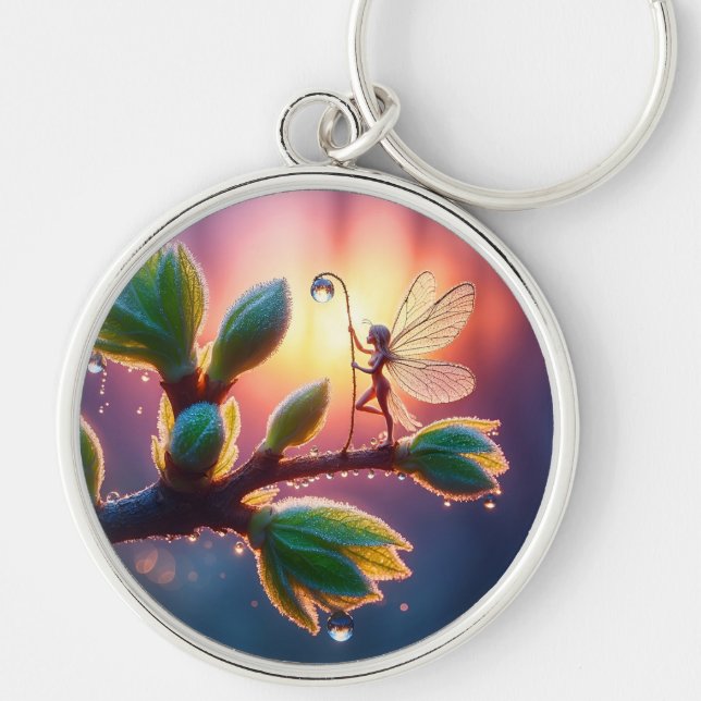 Fantasy macro photography of tiny forest sprite key ring (Front)