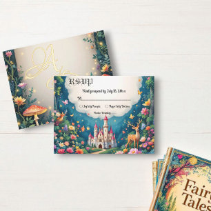 Fantasy Magical Woodland Castle Fairytale Wedding RSVP Card