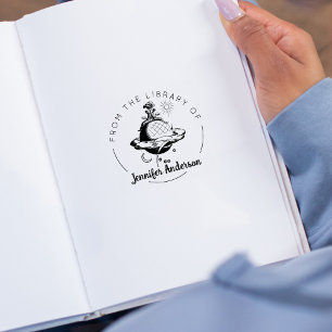 Fantasy Man Women Reading, From the Library Of,  Rubber Stamp