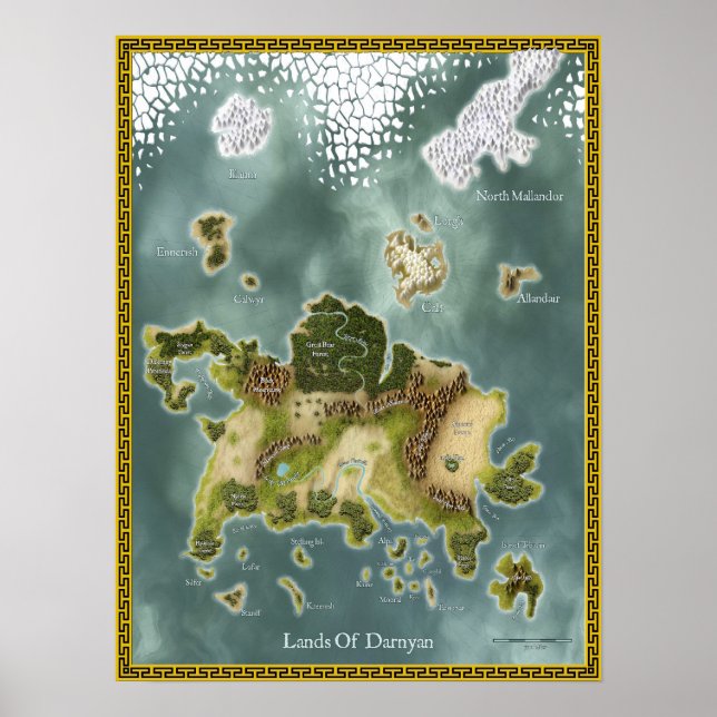Fantasy Map Of Darnyan Poster (Front)