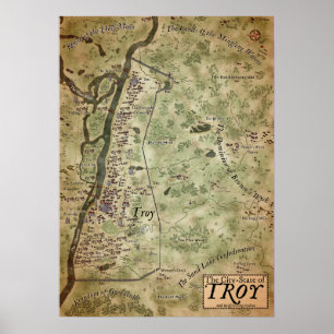 Fantasy Map of Troy, New York Poster