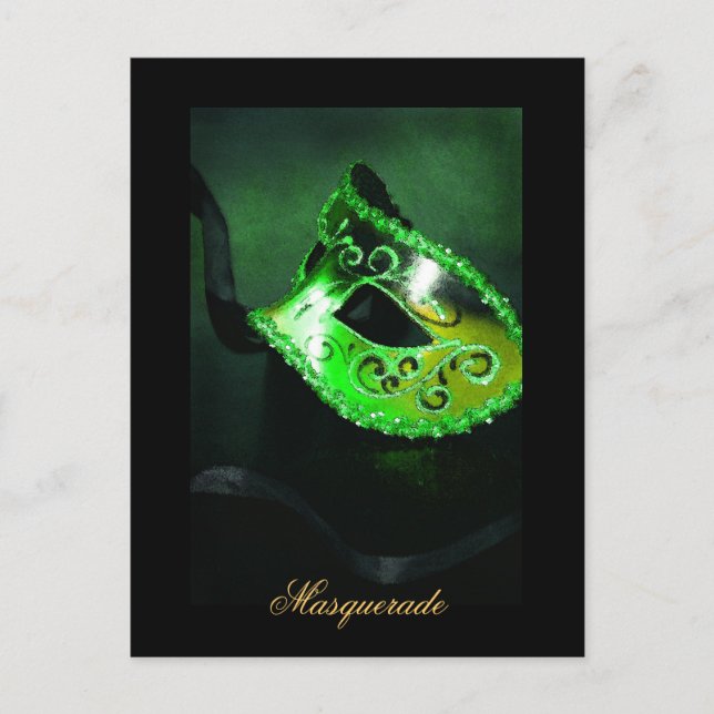 Fantasy Masquerade Mask Green Fine Art Postcard (Front)