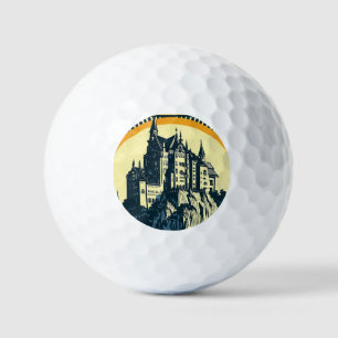 Fantasy Mediaeval Castle - Japanese Woodcut Style Golf Balls
