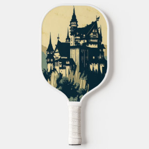 Fantasy Mediaeval Castle - Japanese Woodcut Style Pickleball Paddle