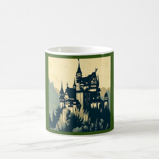 Fantasy Mediaeval Castle - Woodcut 1 Coffee Mug (Center)