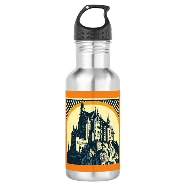 Fantasy Mediaeval Castle - Woodcut 3 532 Ml Water Bottle (Front)
