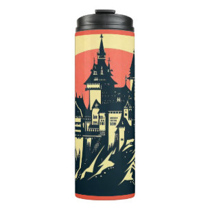 Fantasy Mediaeval Castle - Woodcut 4 Thermal Tumbler