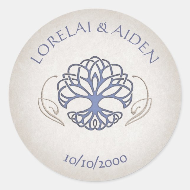 Fantasy Mediaeval Celtic Wedding Classic Round Sticker (Front)