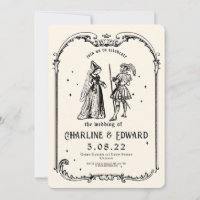 Fantasy Mediaeval engraving Art Wedding Invitatio