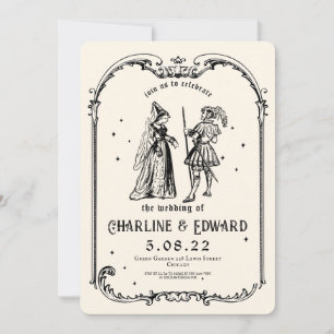 Fantasy Mediaeval engraving Art Wedding  Invitatio Invitation