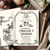 Fantasy Mediaeval engraving Art Wedding  Invitatio