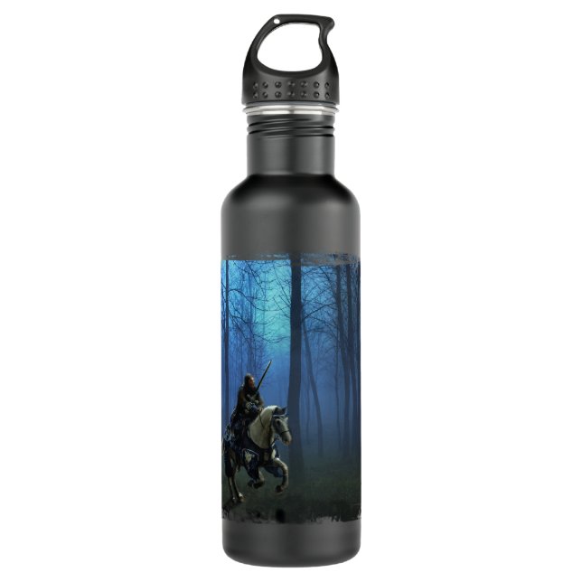Fantasy Mediaeval Knight on Horseback in Moonlight 710 Ml Water Bottle (Front)