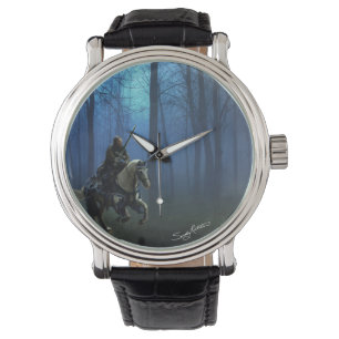 Fantasy Mediaeval Knight on Horseback in Moonlight Watch