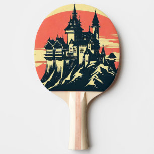 Fantasy Medieval Castle - Japanese Woodcut Style ( Ping Pong Paddle