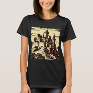 Fantasy Medieval Castle - Woodcut 2 T-Shirt