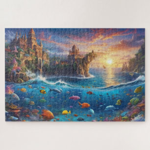 Fantasy Medieval City Sea Life Hard Solving Jigsaw Puzzle