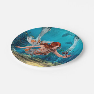 Fantasy Mermaid and Sea Lily Paper Plate