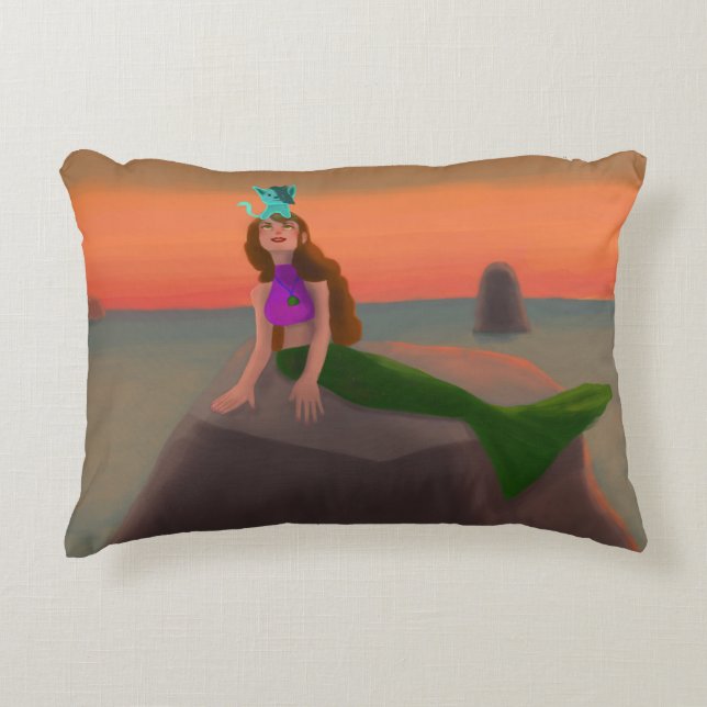 Fantasy Mermaid meets spirit animal Decorative Cushion (Front)