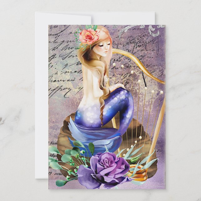 Fantasy Mermaid Quinceañera  Invitation (Back)