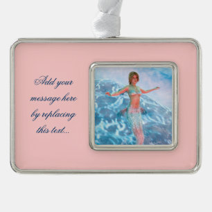 Fantasy Mermaid Silver Plated Framed Ornament