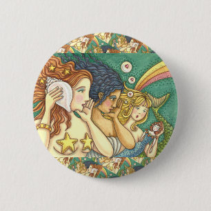 FANTASY MERMAID SISTERHOOD SHARING SECRET WISDOMS 6 CM ROUND BADGE