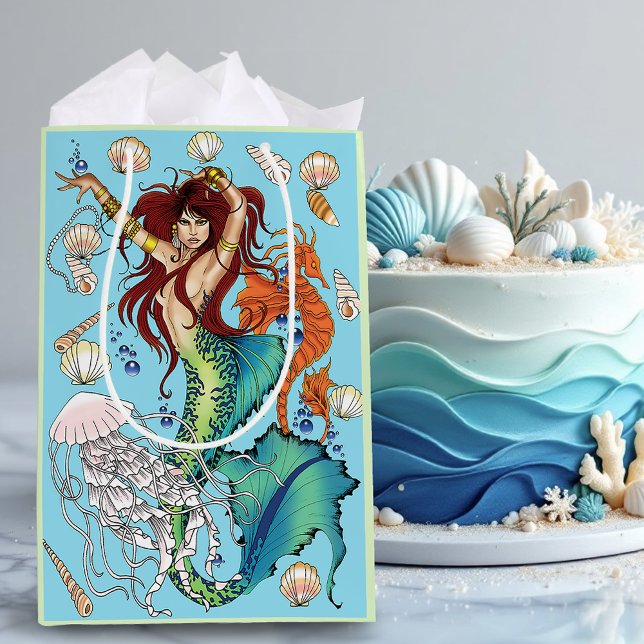 Fantasy Mermaid Teal Tail Medium Gift Bag (Creator Uploaded)