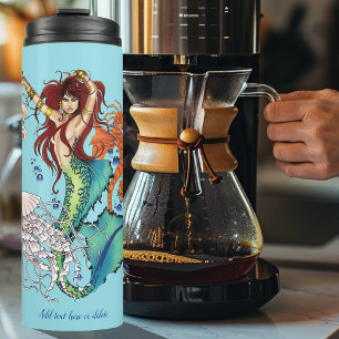 Fantasy Mermaid Teal Tail Thermal Tumbler