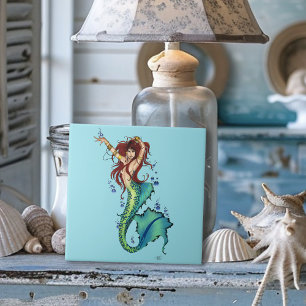 Fantasy Mermaid Teal Tail Tile