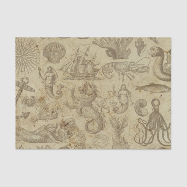 Fantasy Mermaid Water Dragon Decoupage Tissue Paper (Front)