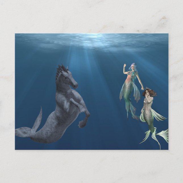 Fantasy Mermaids Hippocampus Mythical Sea Creature Postcard (Front)