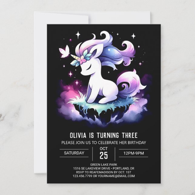 Fantasy Minimalist Horse Birthday Invitation (Front)