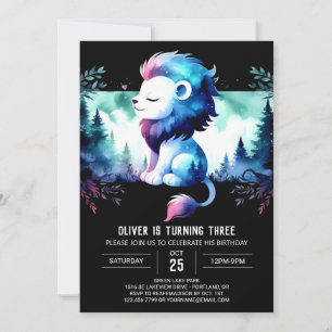 Fantasy Minimalist Lion Birthday Invitation